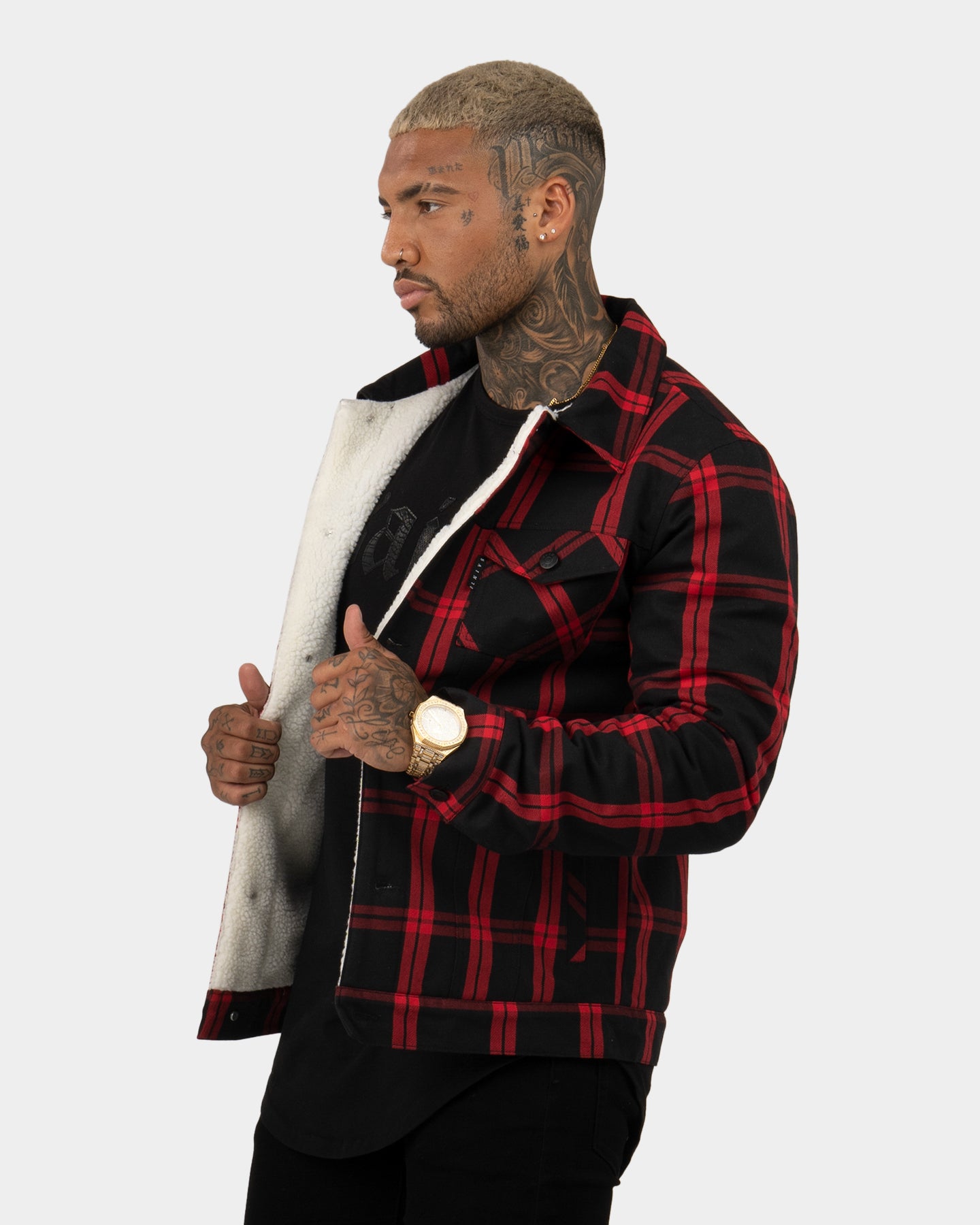 Saint Morta Prima Sherpa Jacket Black/Red | Culture Kings