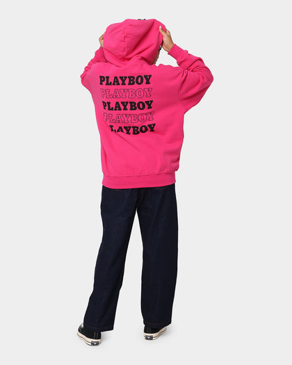Playboy Stacked Hoodie Hot Pink