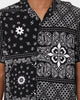Carre Bandana Ultra Short Sleeve Button Up Shirt Black