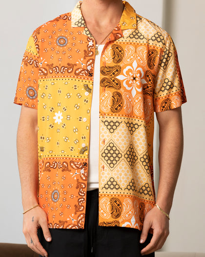 Carre Bandana Ultra Button Up Shirt Orange