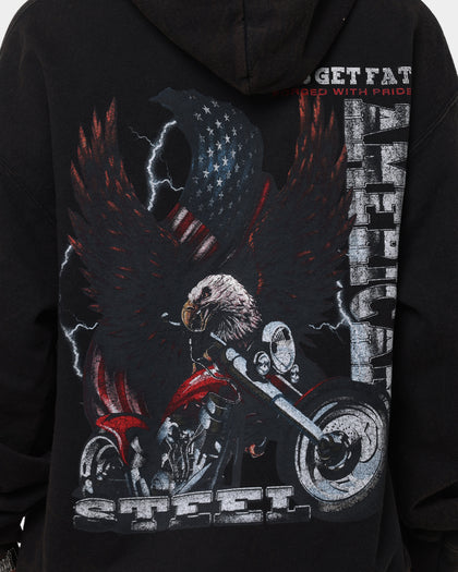 Rats Get Fat American Steel Vintage Hoodie Black Wash