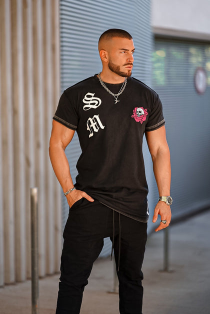 Saint Morta Skull Flower Lafayette T-Shirt Vintage Black