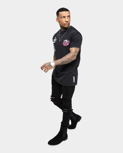 Saint Morta Skull Flower Lafayette T-Shirt Vintage Black