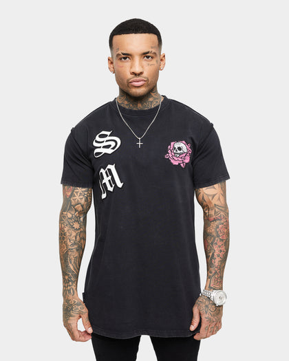 Saint Morta Skull Flower Lafayette T-Shirt Vintage Black