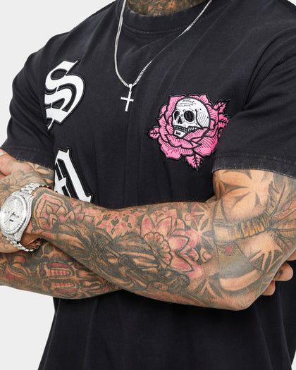 Saint Morta Skull Flower Lafayette T-Shirt Vintage Black