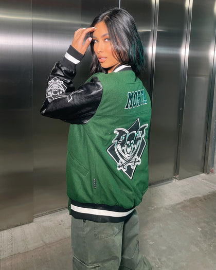 Saint Morta Graveyard Varsity Jacket Dark Green/Black