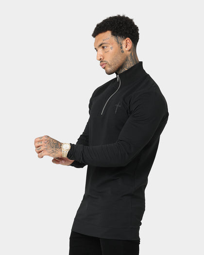 Saint Morta Kingdom Half Zip Funnel Neck T-Shirt Black