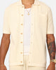 XXIII Zyair Knit Rib Button Up Shirt Cream