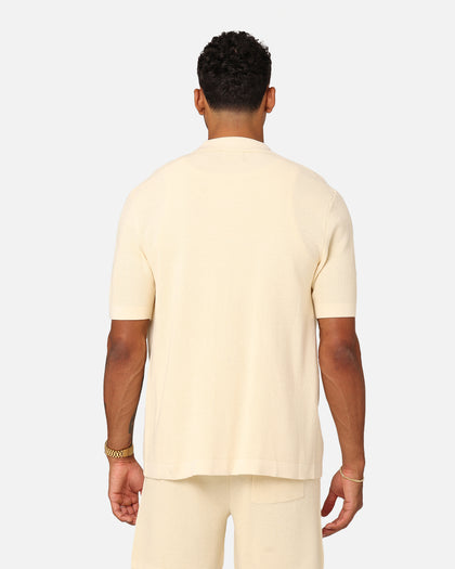 XXIII Zyair Knit Rib Button Up Shirt Cream