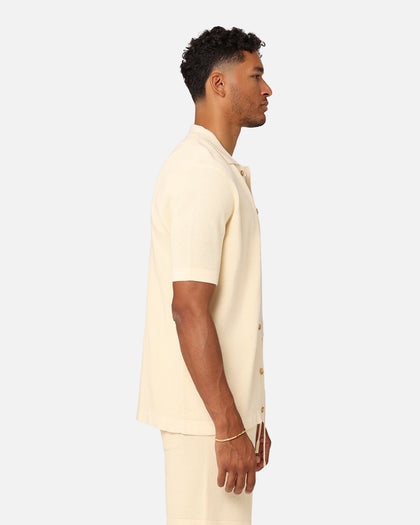XXIII Zyair Knit Rib Button Up Shirt Cream