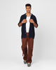 XXIII Zyair Knit Rib Button Up Shirt Navy