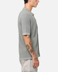 XXIII Zyair Knit Rib Button Up Shirt Olive