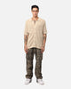 XXIII Zyair Knit Rib Button Up Shirt Tan