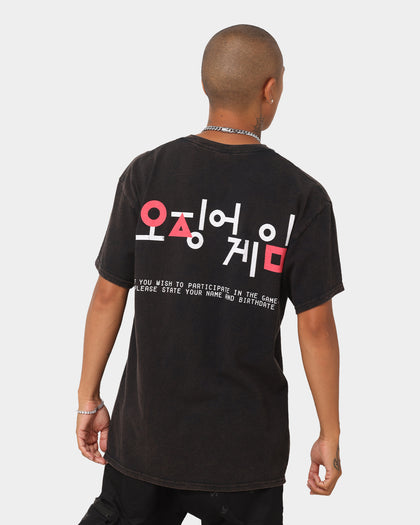 Goat Crew X Squid Game Logo Vintage T-Shirt Black Wash