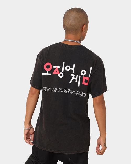 Goat Crew X Squid Game Logo Vintage T-Shirt Black Wash