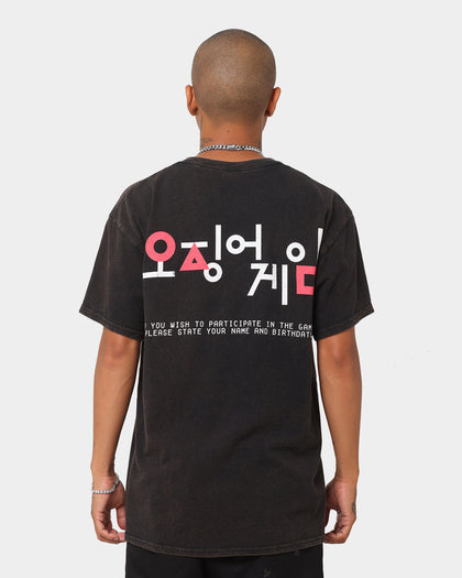 Goat Crew X Squid Game Logo Vintage T-Shirt Black Wash