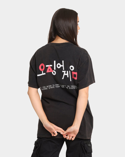 Goat Crew X Squid Game Logo Vintage T-Shirt Black Wash