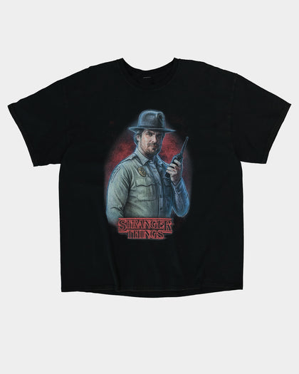 Goat Crew X Stranger Things Chief Hopper Vintage T-Shirt Black Wash