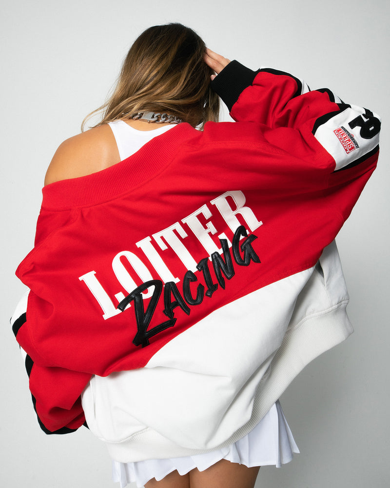 Loiter Motor Sport Jacket Red/Off White