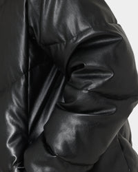Carré Paris Leather Wave Puffer Jacket Black