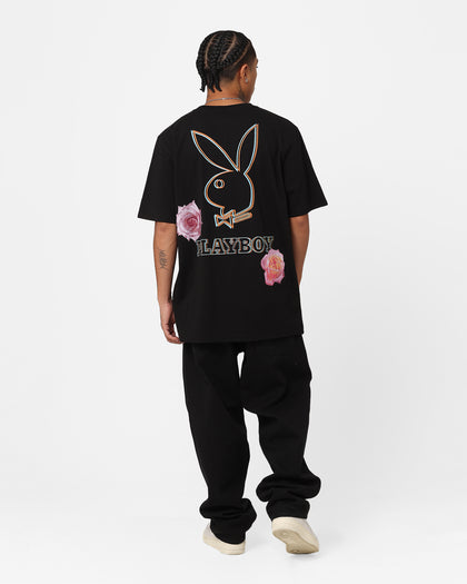 Playboy Floral Bunny Trip Short Sleeve T-Shirt Black