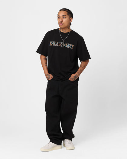 Playboy Floral Bunny Trip Short Sleeve T-Shirt Black