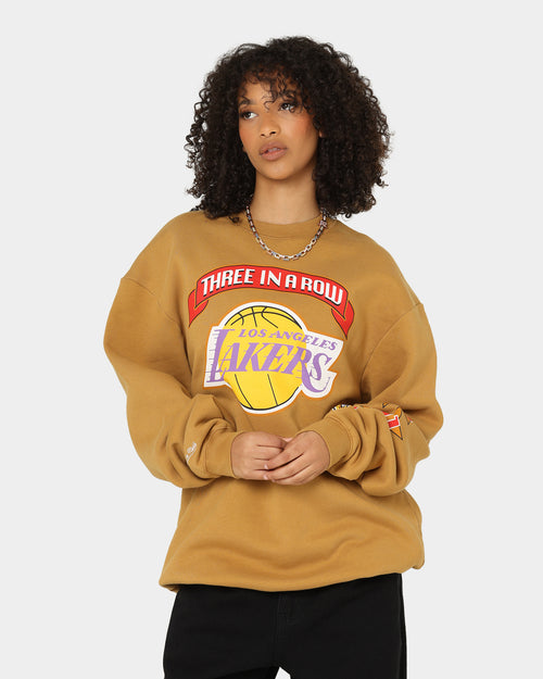 Mitchell & Ness Los Angeles Lakers 3-Peat Crewneck Bone Brown