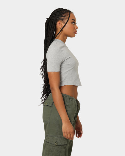 Adidas Women's Adicolour Essentials Rib Cropped T-Shirt Medium Grey Heather