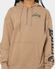 New Era Los Angeles Lakers Quarter Zip Sleeve Script Hoodie Khaki/Black