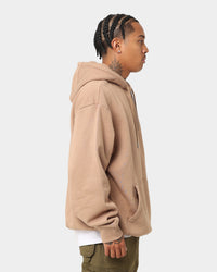 New Era Las Vegas Raiders Quarter Zip Sleeve Script Hoodie Khaki/Black