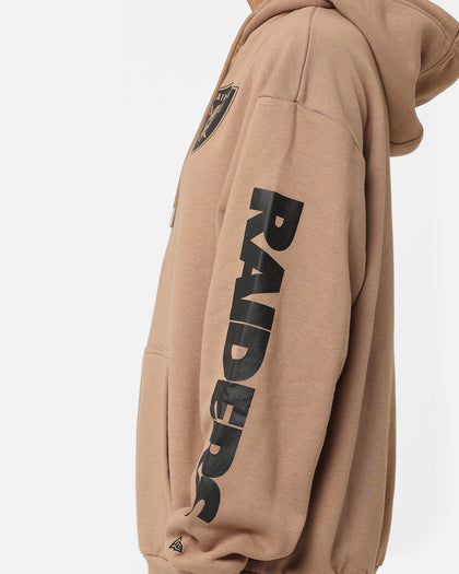 New Era Las Vegas Raiders Quarter Zip Sleeve Script Hoodie Khaki/Black