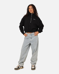 Nike Women's Sportswear Style Phoenix Fleece Cropped Half Zip Sweatshirt Black/Sail