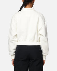 Nike Women's Sportswear Style Phoenix Fleece Cropped Half Zip Sweatshirt Sail/Black