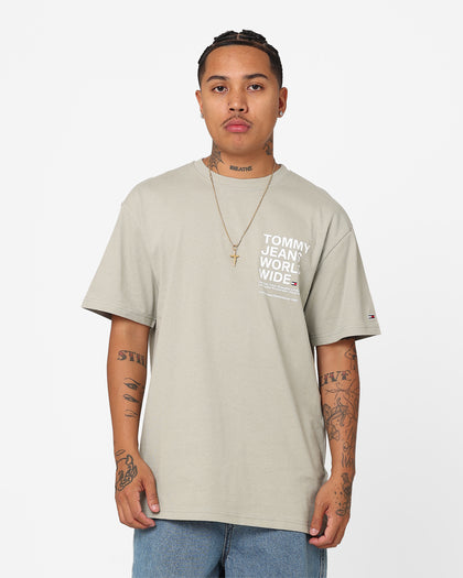Tommy Jeans TJ Worldwide Text T-Shirt Faded Willow