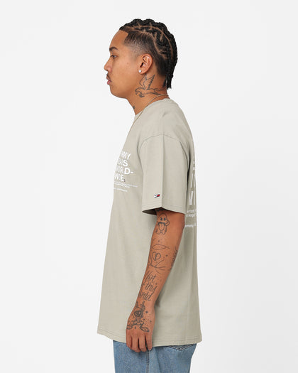 Tommy Jeans TJ Worldwide Text T-Shirt Faded Willow