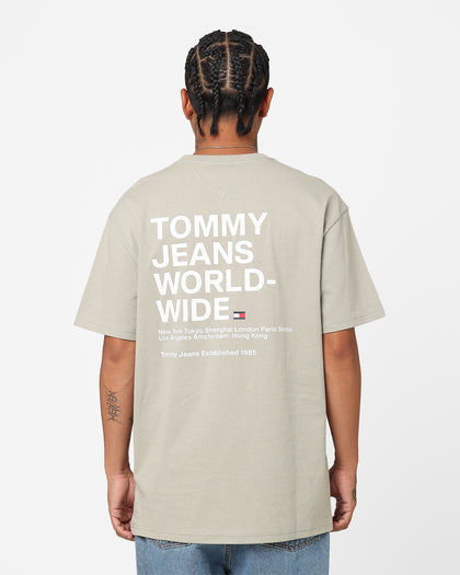 Tommy Jeans TJ Worldwide Text T-Shirt Faded Willow