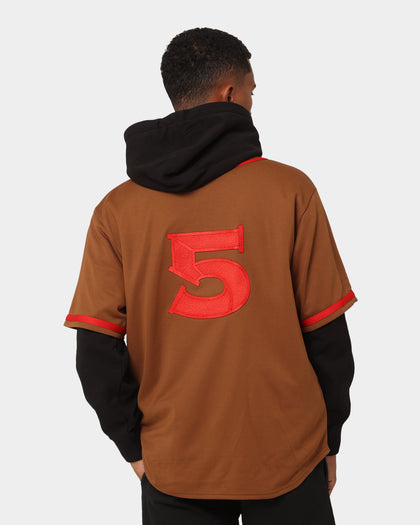 Supreme Baseball Jersey Hooded Shirt Brown
