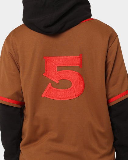 Supreme Baseball Jersey Hooded Shirt Brown