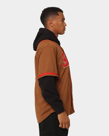 Supreme Baseball Jersey Hooded Shirt Brown