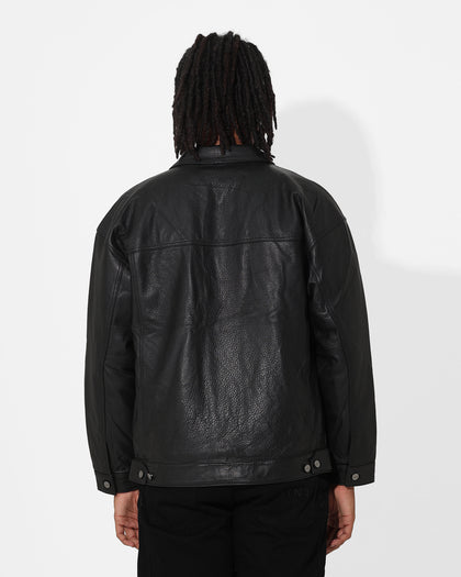Saint Morta Oversized Leather Trucker Jacket Black