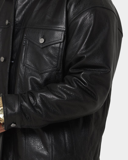 Saint Morta Oversized Leather Trucker Jacket Black