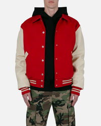 MNML Collared Varsity Jacket Red/White