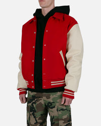 MNML Collared Varsity Jacket Red/White