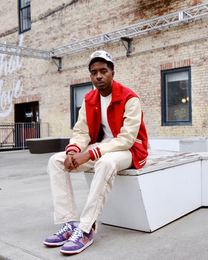 MNML Collared Varsity Jacket Red/White