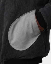 MNML Distressed Bomber Jacket Charcoal Grey