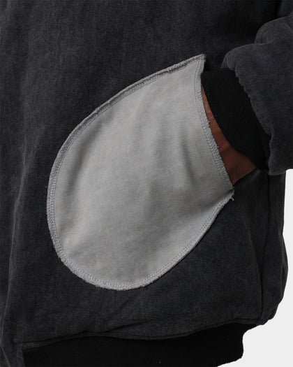MNML Distressed Bomber Jacket Charcoal Grey