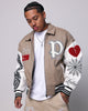 Loiter Paradise Varsity Jacket Tan