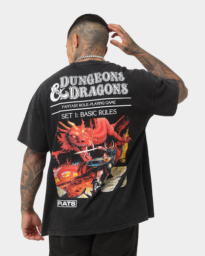 Rats Get Fat X Dungeons And Dragons Basic Rules Heavyweight Vintage T-Shirt Black