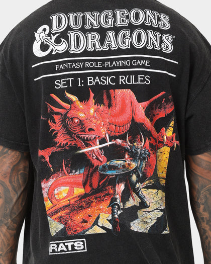 Rats Get Fat X Dungeons And Dragons Basic Rules Heavyweight Vintage T-Shirt Black