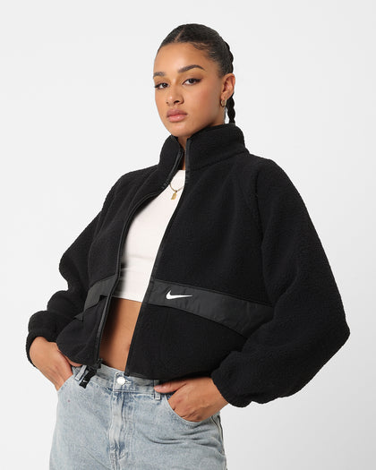 Nike Women's Sportswear Sherpa Jacket Black/Black/White Culture